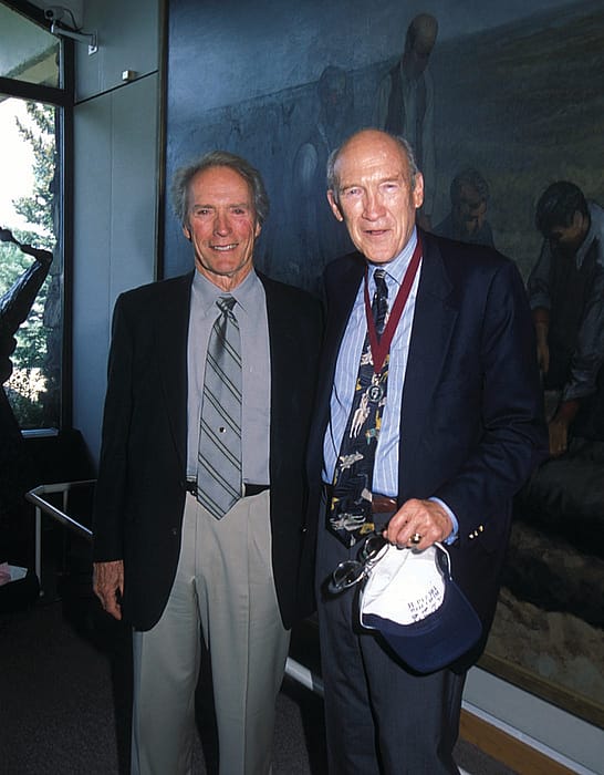 Al Simpson with Crow Elder and Plains Indian Museum Advisory Board member Joe Medicine Crow, 2011.