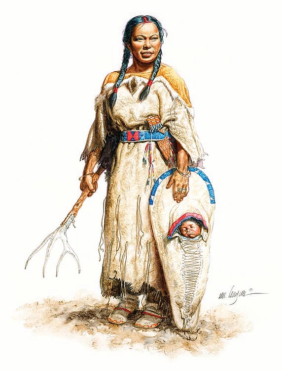 Michael Haynes (b. 1956). "Sacagawea - Spring, 1805," 2008. Watercolor. Collection of Timothy Peterson. Image courtesy Michael Haynes.
