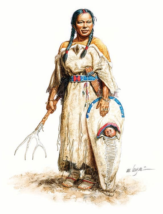 Michael Haynes (b. 1956). "Sacagawea - Spring, 1805," 2008. Watercolor. Collection of Timothy Peterson. Image courtesy Michael Haynes.