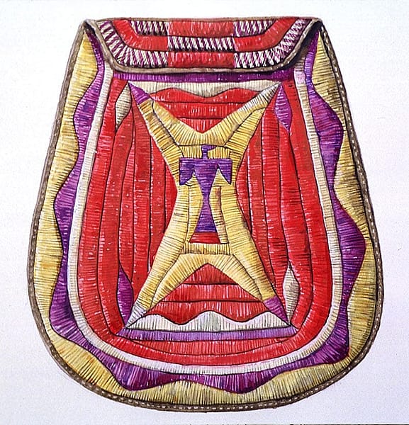 Untitled, Cheyenne (Tsistsistas) Quillwork Bag. Watercolor on paper, c. 1924 - 26. Gift of the Carl Spohr Sr. Family. 9.66.5