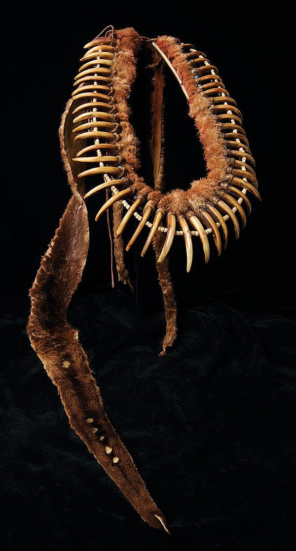 Grizzly bear claw necklace, Pawnee, (Chahiksicahiks), Central Plains, ca. 1850. NA.203.1476