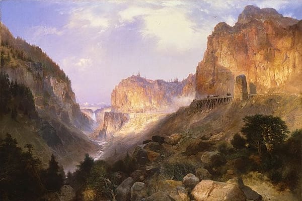 Thomas Moran's "Golden Gate, Yellowstone National Park," 1893. Oil on canvas. Museum Purchase. 4.75