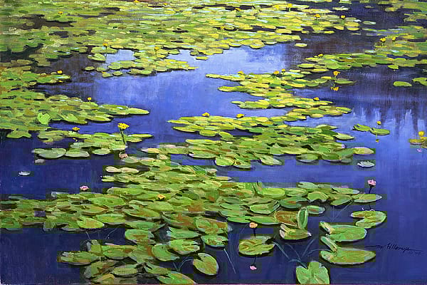Mel Fillerup (1924 - 2010). "Yellowstone Lilies." Oil on canvas, 51.5 x 45 inches. William E. Weiss Purchase Award - 2005 Buffalo Bill Art Show. 6.05