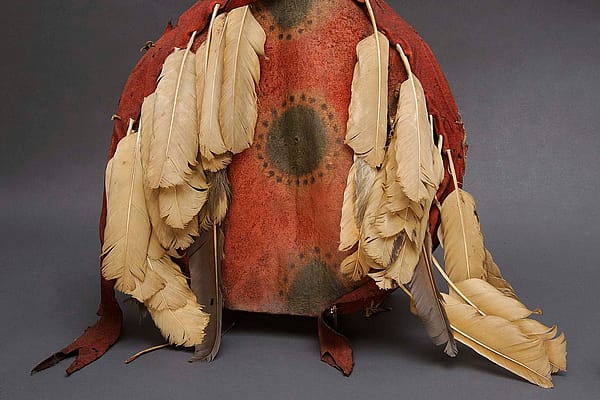 Kiowa shield, ca. 1825 - 1850. The Paul Dyck Plains Indian Buffalo Culture Collection, acquired through the generosity of the Dyck family and additional gifts of the Nielson Family and the Estate of Margaret S. Coe. NA.108.131