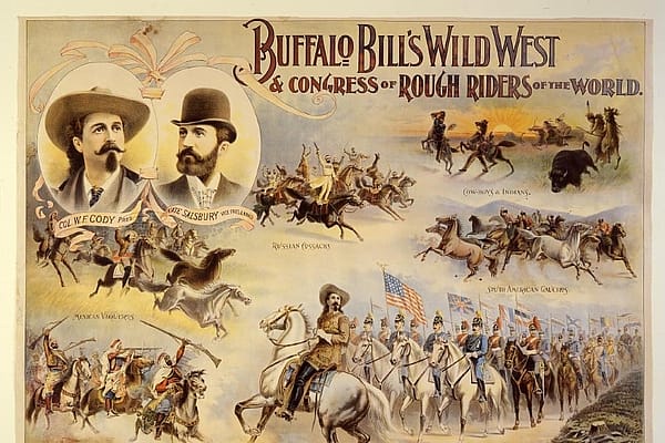 Wild West poster, ca. 1895, with performers from around the world. Gift of the Coe Foundation. 1.69.170