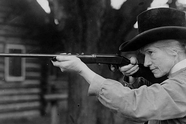 Annie Oakley on Long Island, New York, 1922. Gift of Dorothy Stone Collins. MS 6 William F. Cody Collection, McCracken Research Library. P.6.415 (detail)