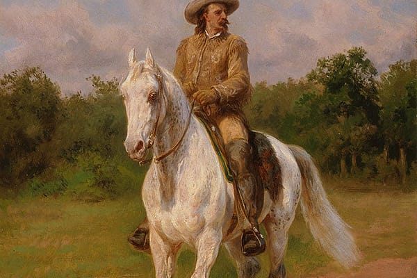 The Buffalo Bill Memorial Association originally had this popular Bonheur painting in mind as the model for its equestrian memorial to its namesake. Rosa Bonheur (1822–1899), "Col. William F. Cody," 1889. Oil on canvas, 18.25 x 15.25 inches. Given in Memory of William R. Coe and Mai Rogers Coe. 8.66