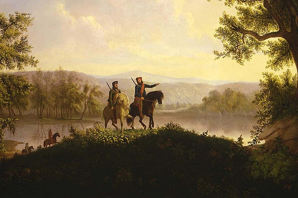 Thomas Mickell Burnham (1818-1866). "The Lewis and Clark Expedition," ca. 1850. Oil on canvas, 36.125 x 48.5 inches. Museum purchase. 21.78 (detail)
