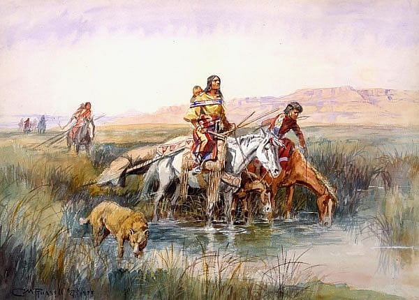 'Indian Women Moving Camp' by Charles M. Russell. 21.70