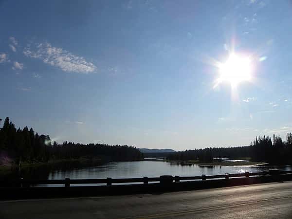 Sun over the the Yellowstone River in Yellowstone National Park.