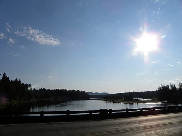 Sun over the the Yellowstone River in Yellowstone National Park.