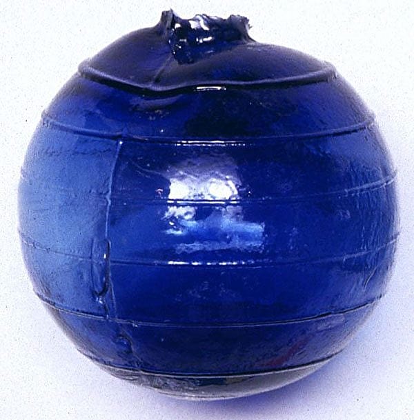 A Treasure from Our West: Ribbed blue glass target ball. 1.69.2481