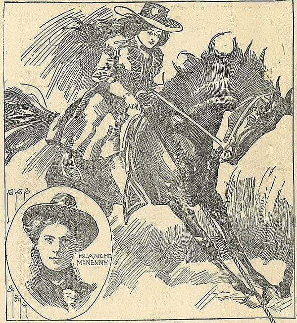 Blanche McKenny. Sketch with newspaper article in the "New York Journal," April 3, 1898.
