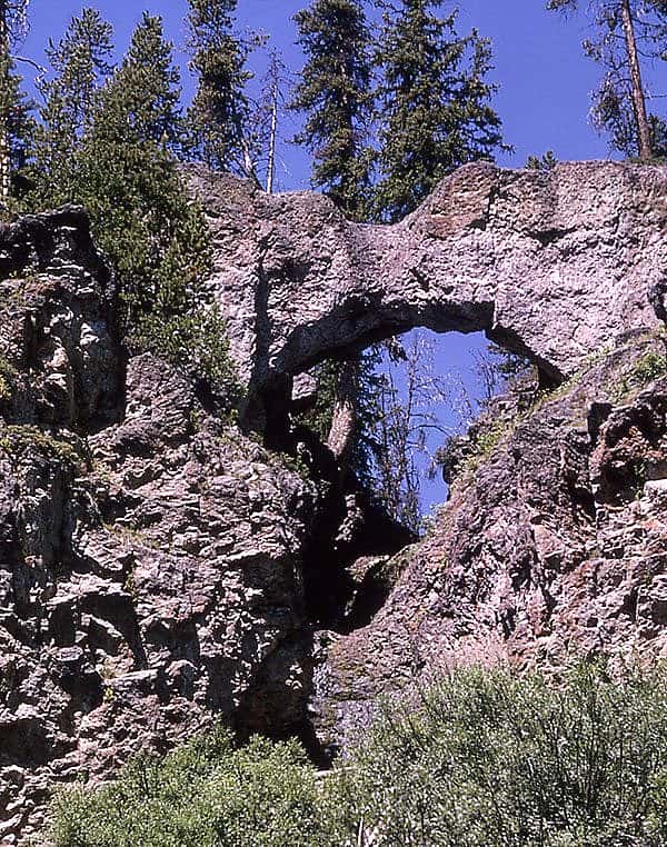 Natural-Bridge, Yellowstone National Park, not far from Yellowstone Lake. Photo by William Keller, 1979. NPS photo.