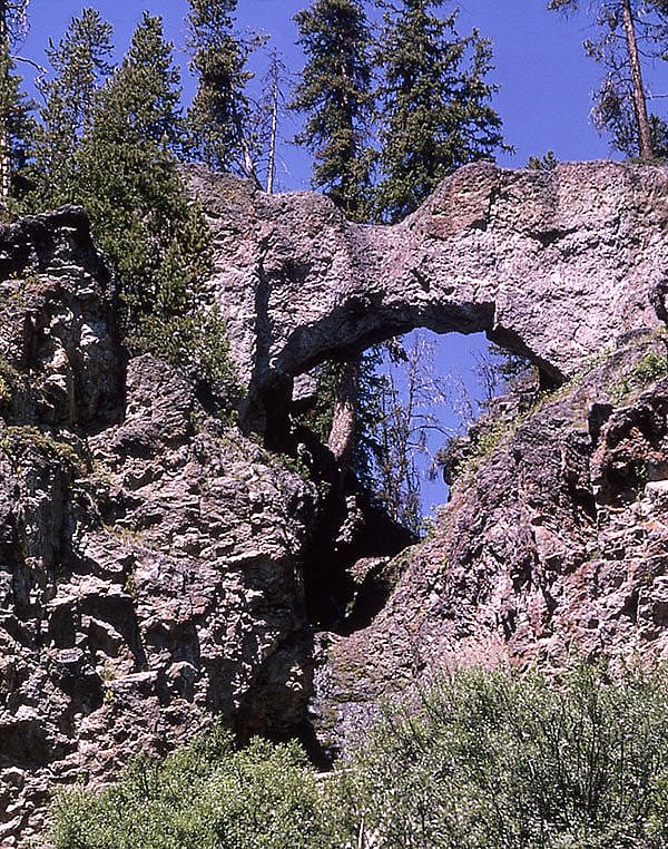 Natural-Bridge, Yellowstone National Park, not far from Yellowstone Lake. Photo by William Keller, 1979. NPS photo.