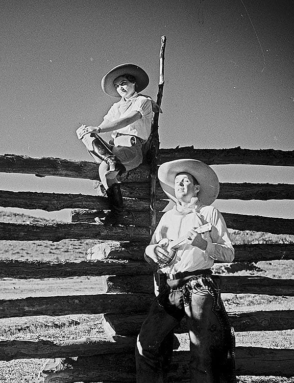 Charles Belden photo of a cowboy serenading a cowgirl, ca. 1930s. MS3 Charles Belden Collection. PN.67.799