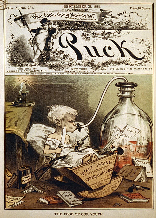 "Points West" featured this "Puck" magazine cover, dated September 21, 1881, in its summer 2015 edition with Martin Woodside's article "Buffalo Bill: friend of the American child." LC-USZC2-1245