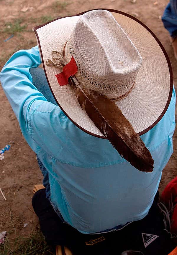 Ken Blackbird's "Indian Cowboy with eagle feather, Crow Fair, Montana, August 2009. P.426.05388