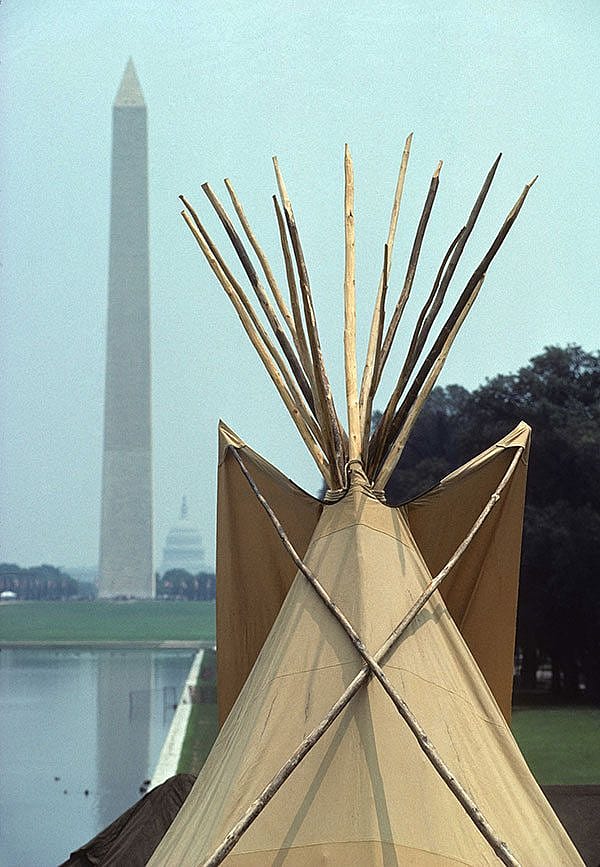 Ken Blackbird's "Three Monuments, Washington, D.C., 1994. MS 426 Ken Blackbird Photograph Collection, McCracken Research Library. P.426.02501