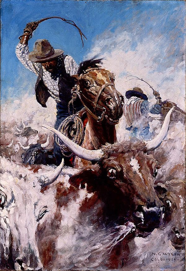 N.C. Wyeth (1882-1945). "Cutting Out," 1904-1905. Oil on canvas, 38 x 25 in. Gift of John M. Schiff. 45.83