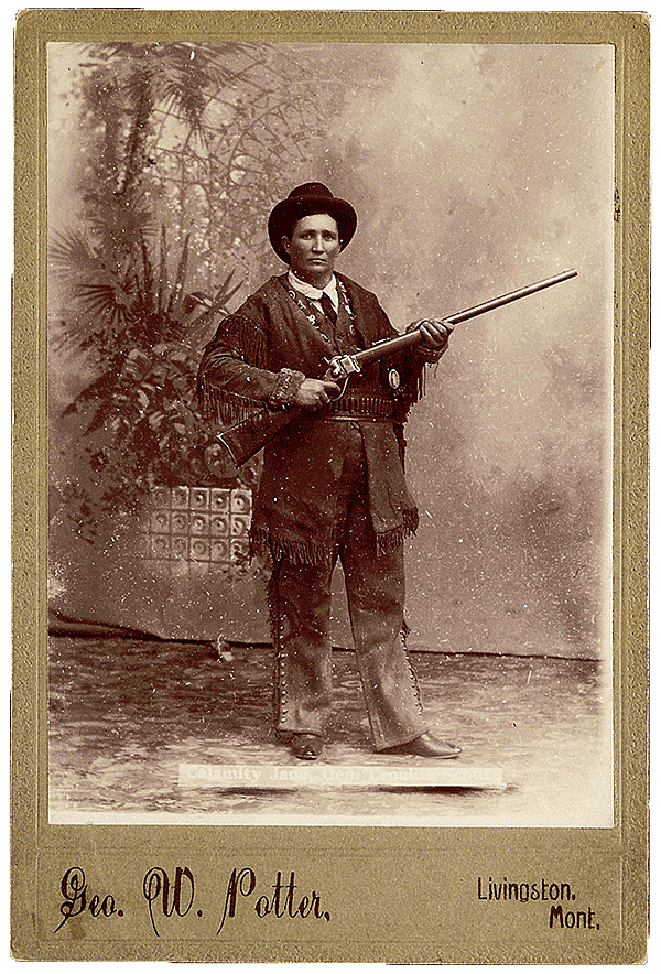 Cabinet photograph of Martha Jane "Calamity Jane" Cannary, ca. 1896. George W. Potter, Livingston, Montana. P.69.2177