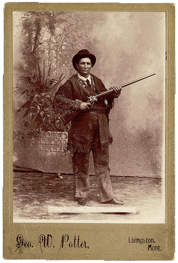 Cabinet photograph of Martha Jane "Calamity Jane" Cannary, ca. 1896. George W. Potter, Livingston, Montana. P.69.2177