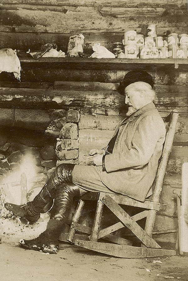 Bacon captured Buffalo Bill in a rare moment of repose in front of the fire at the TE Ranch. Photograph by Irving R. Bacon. MS 6 William F. Cody Collection. P.6.546.58B