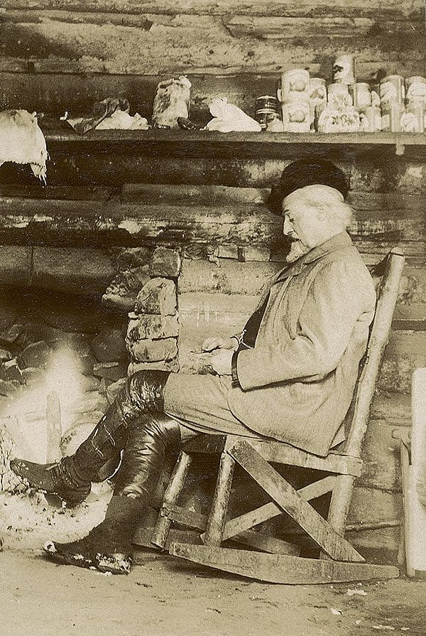 Bacon captured Buffalo Bill in a rare moment of repose in front of the fire at the TE Ranch. Photograph by Irving R. Bacon. MS 6 William F. Cody Collection. P.6.546.58B