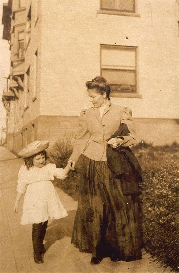 The first and second curators of the Buffalo Bill Museum, Mary Jester Allen leads her daughter Helen down a street in Seattle in 1909. The Buffalo Bill Center of the West owes its existence to the determination and dedication of this single mother working in a man's world. Mary Jester Allen Collection. P.41.1