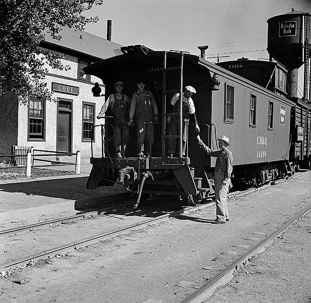The Cody Railroad Station, ca. 1930s. MS3 Charles Belden Collection. Gift of Mrs. Verna Belden. PN.67.426f