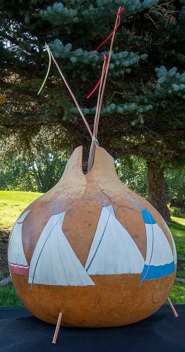 Patrons Ball Silent Auction: "Crow Fair" gourd by Janet Hammond
