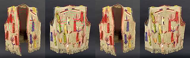 Vest (front and back), Santee Sioux, Center Plains, ca. 1880 Paul Dyck Buffalo Culture Collection NA.202.1445.
