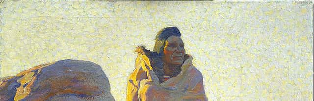 Maynard Dixon (1875 – 1946). The Medicine Robe, 1915. Oil on canvas. Gift of Mr. and Mrs. Godwin Pelissero. 2.73 (detail)