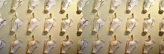 Tracy Linder. Blindsided, 2009-2012. Series of 100. Cast cotton paper, fescue grass, metal earband.
