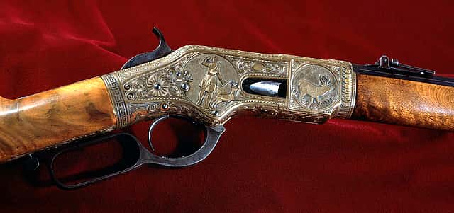 Winchester Model 1866 Deluxe Sporting Rifle, ca. 1873. Embellished by Conrad Ulrich. Gift of the Olin Corporation, Winchester Arms Corporation. 1988.8.3283