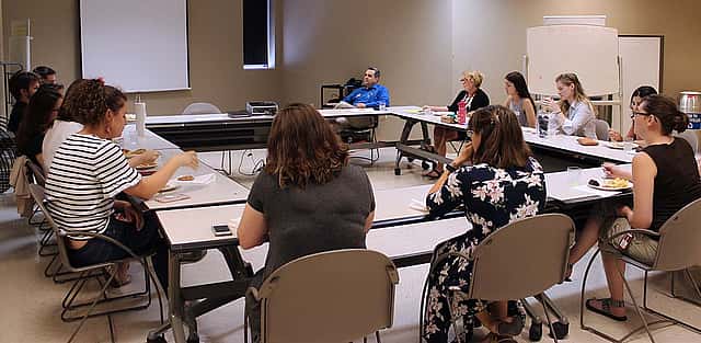 Interns met weekly with the Center's curatorial, education, administration, and museum services departments for in depth conversation about the Center's operation. Here, Dr. Jeremy Johnston talks about his role at the Center as Buffalo Bill Museum Curator and Papers of William F. Cody Editor.