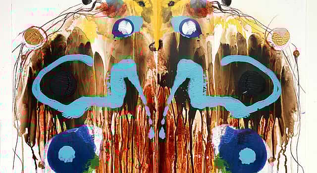 Neil "Tall Eagle" Parsons (b. 1938). Red Bull Mask, 2008. Acrylic on paper. Gift of the artist. 45.09