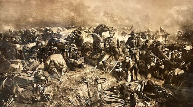 John Mulvany (1844–1906). “Custer’s Last Rally,” 1881. Sepia toned photogravure, 20.5 x 32.375. Original Buffalo Bill Museum Collection. 149.69