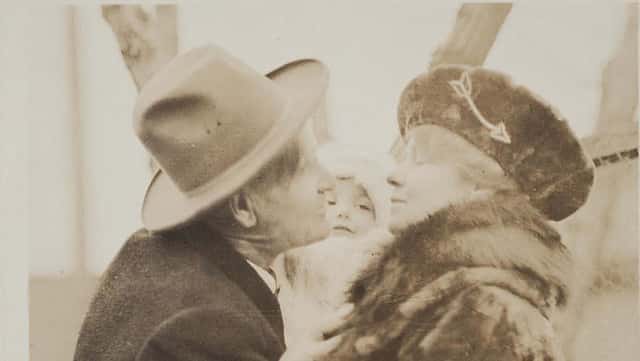 Charles M. Russell and Nancy C. Russell with Jack. TU2009.39.5686a-b. Charles M. Russell Research Collections (Britzman). circa 1919. Tulsa: Gilcrease Museum. (detail)