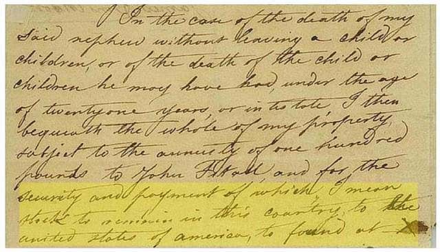 James Smithson Last Will & Testament