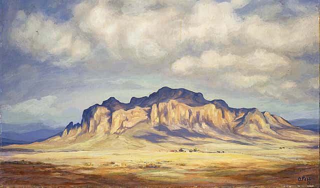 Olive Fell. Landscape. ca. 1950, oil on board. Gift of Paul Krogman and Claude Rauch in memory of Bill Cody. 1.93.1 (detail)