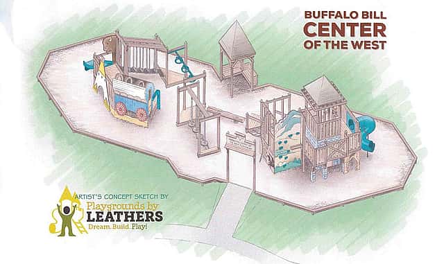 Sketch of American West-themed playground at Center of the West