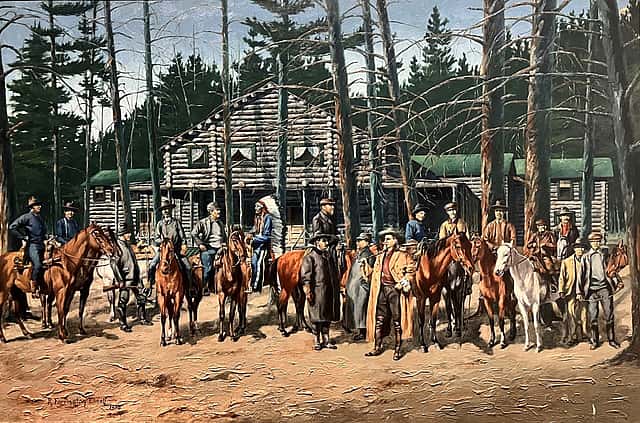 R. Farrington Elwell (1874 – 1962). Pahaska Tepee Hunting Camp, 1904. Oil on canvas, 40.5 x 60 inches. Bequest in memory of Houx and Newell families. 12.64