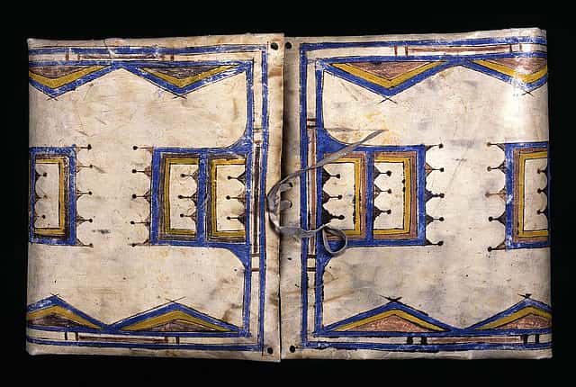 Leather parfleche, Cheyenne, ca. 1885. 23.5 x 14.75 inches. Chandler-Pohrt Collection. Gift of Mr. William D. Weiss. NA.106.147