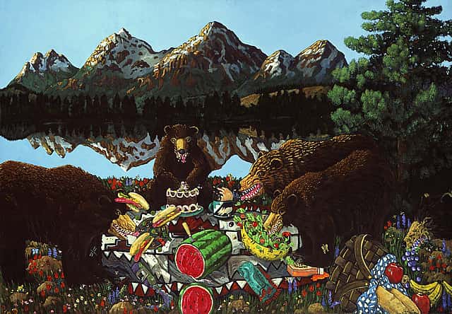 Anne Coe (b. 1949), Out to Lunch, 1990, acrylic on canvas, 45.375 x 65.625 inches. Gift of the artist and D. Harold Byrd, Jr. 2.93.2