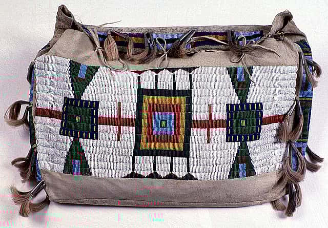 Beaded storage bag, ca. 1885. Gift of Mr. & Mrs. Irving H. Larom. NA.106.22A