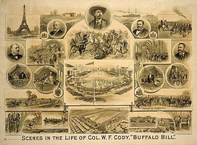 Buffalo Bill poster with scenes from his life—and famous friends, 1895. 1.69.169