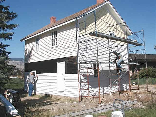 Center staff working on the exterior, summer 2005.