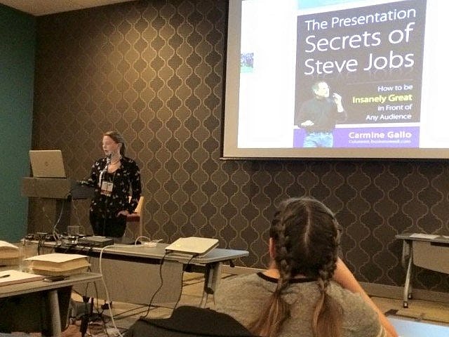 Career Development instructor, Erin Katzner of the Peregrine Fund, discussing ways to be a great presenter.