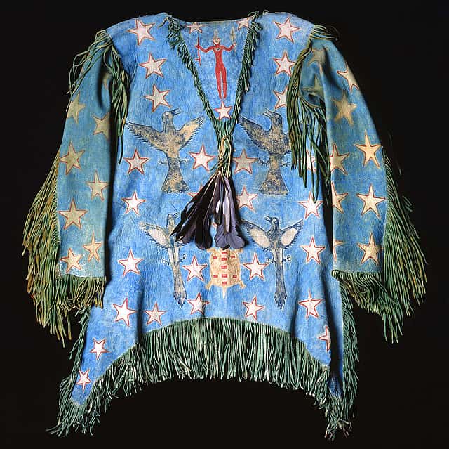 Ghost Dance shirt, Arapaho, ca. 1890. Chandler-Pohrt Collection. Gift of Searle Family Trust and the Paul Stock Foundation. NA.204.5